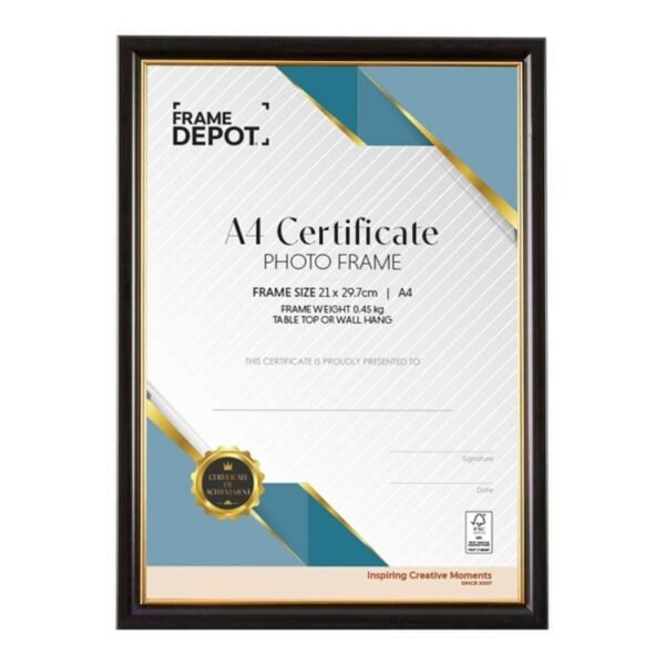 productHero-SPOTWF-BP80513625-black-gold Frame Depot A4 Certificate Frame Black A4