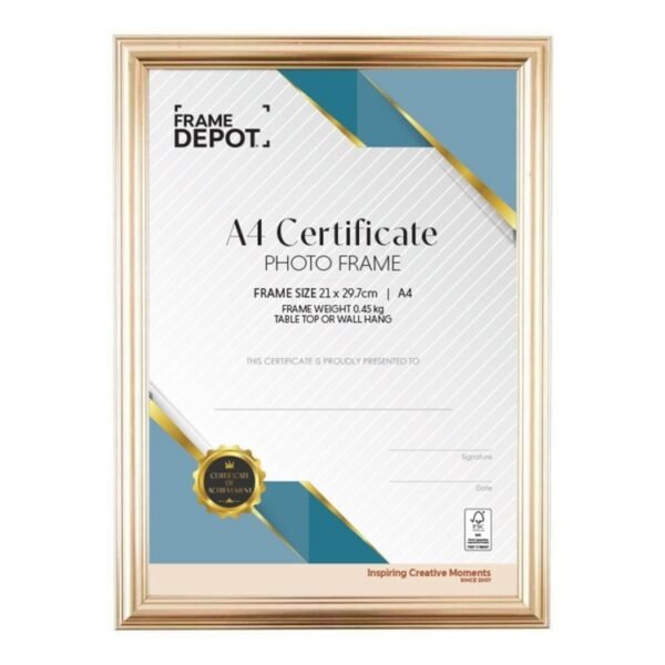 productHero-SPOTWF-BP80513625-champagne Frame Depot A4 Certificate Frame Black A4